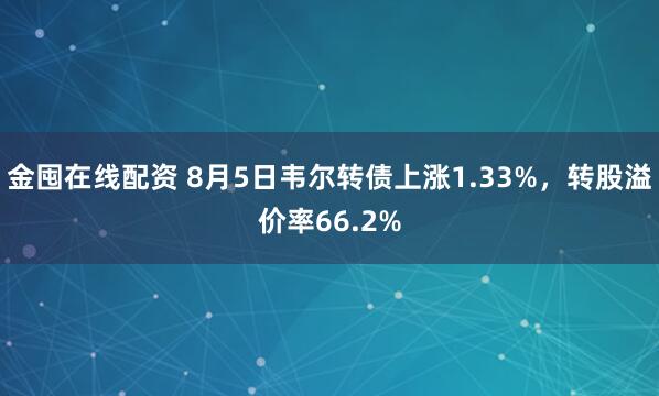 金囤在线配资 8月5日韦尔转债上涨1.33%，转股溢价率66.2%