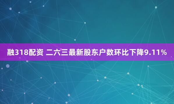 融318配资 二六三最新股东户数环比下降9.11%
